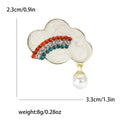 White Cloud Rainbow Brooch Rhinestones Pearl Drop Metal Pin Brooch view 4