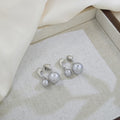 Silver Double Pearl Look No Piercing Clip Earrings view 2