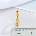Gold Tone Love Engraved Adjustable Open Ring with Small Crystal view 2