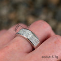 White Metal Three-Row Princess Cut Band Ring Sizes 6-10 view 4