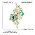 Crystal Rose Bouquet Brooch with Leafy Stem Decorative Metal Pin view 3