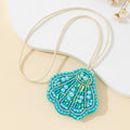 Beaded Turquoise Scallop Shell Charm Pendant With Pearl Accents view 4