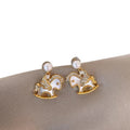 Gold Tone Pearl And Horse Stud Earrings Fashion Earrings view 5