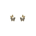 Gold Butterfly Stud Earrings Pearl Crystal White Black view 5