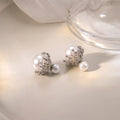Silver Filigree Pearl Look Two Way Round Stud Earrings view 2
