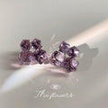 Pink Geometric Cube Glass Crystal Cluster Stud Earrings view 3