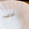 White and Green Floral Stud Earrings in Two Designs view 1