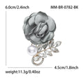 Fabric Rose Brooch with Pearl and Crystal Leaf Accent view 7