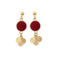 Red Velvet Disc Gold Tone Layered Sequin Dangle Earrings view 5