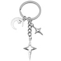 Three-Style Antique Silver Moon Star and Cross Charm Keychain Collection view 5