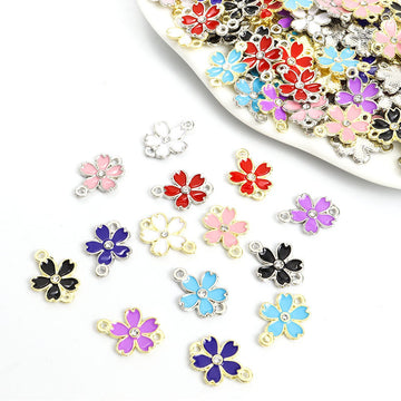 Colorful Five Petal Flower Two Loop Connectors in 14 Styles