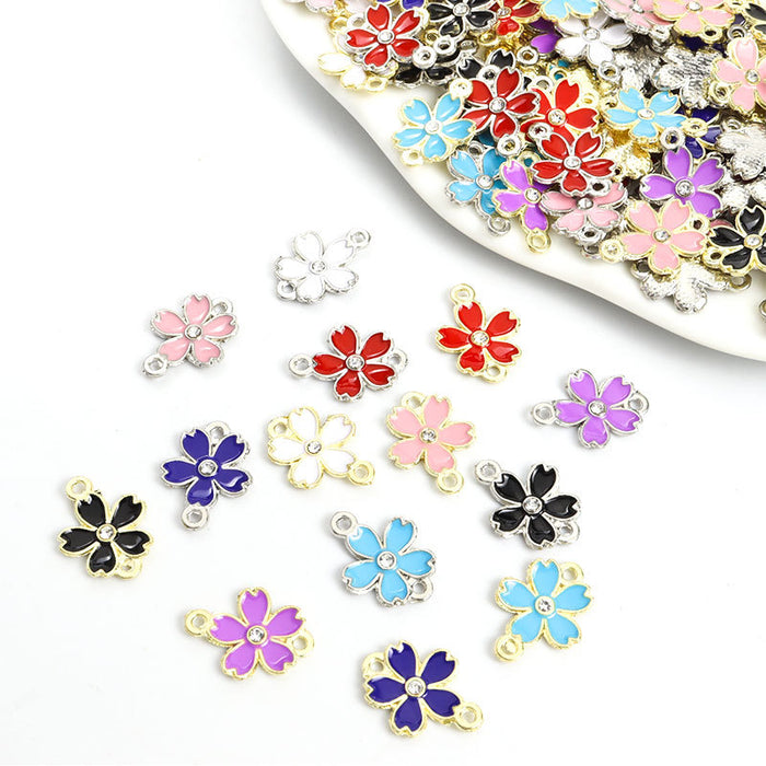 Colorful Five Petal Flower Two Loop Connectors in 14 Styles
