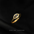 Gold-Tone Blue Center Crystal Eye Open Adjustable Ring view 4