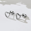 Open Heart Outline Stud Earrings Silver Gold Rose Metal view 3