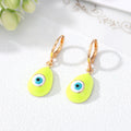 Gold Tone Colorful Teardrop Evil Eye Huggie Drop Earrings view 7