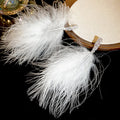 Large White Feather Statement Earrings with Silver Tone Hoops view 6
