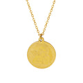 Gold Round Coin Pendant Necklace with Engraved Cherub Angel Motif view 5