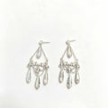 Silver Tone Clear Teardrop Scroll Chandelier Earrings view 5