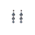 Blue Fan Cascade Gold Tone Long Dangle Stud Earrings view 5