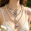 Colorful Round Bead Necklaces With Four Gold Tone Pendant Shapes view 3