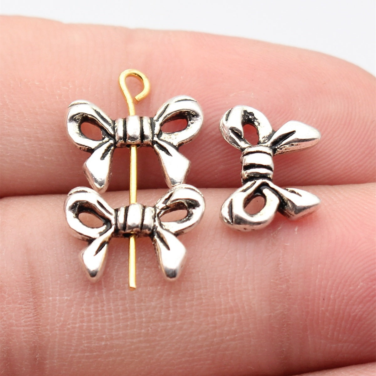 14x10mm 0.74g Multicolor Zinc Alloy Bowknot Loose Metal Butterfly Beads for DIY Bracelet Necklace Making