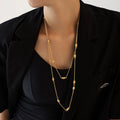 Long Station Chain Necklace With Oval Beads Double Layer view 3
