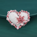 Pearl Heart Brooch Enamel Flower Blue or Pink Rhinestones view 4