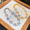 Gold Silver Cushion Halo Cubic Zirconia Tennis Bracelets view 1