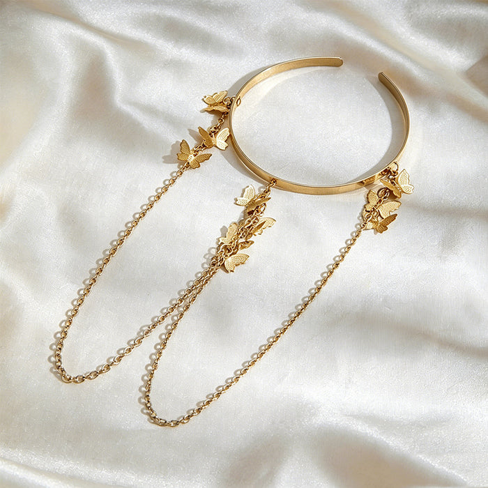 Butterfly Chain Fringe Open Upper Arm Cuff in Two Colors
