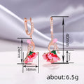 Rose Gold Pink Enamel Flower Leverback Drop Earrings view 4