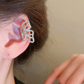 Silver Tone Open Butterfly Crystal Ear Clips Fashion Jewelry view 3