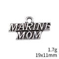 Antique Silver MARINE MOM Lettered Metal Charm Pendant view 4
