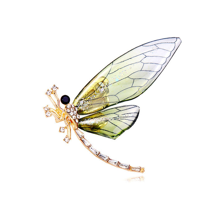 Dragonfly Crystal Metal Brooch Pin 6 x 4.5 cm for Jackets and Lapels