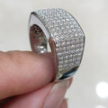 Extra-Wide Flat-Top Pave Statement Ring In Polished Silver Tone view 3