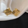 Textured Square Stud Earrings in Gold and Silver Tones view 6