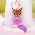 Purple Jeweled Fox Head Keychain with Teardrop Crystal Accent view 4