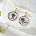 Irregular Gold Frame Dried Flower Resin Earrings Heart Posts view 2