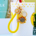 Jeweled Sunflower Keychains in Orange and Yellow with Fortune Loops view 4