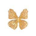 Gold Tone Butterfly Polished Two Designs Metal Brooch Pin view 1