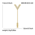 Crystal Letter Y Long Stick Pin in Gold or Silver Tone view 6