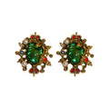 Green Crystal Crown Statement Stud Earrings For Women view 5