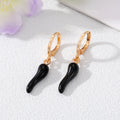 Gold Tone Colorful Enamel Chili Pepper Huggie Earrings view 6