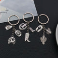 Antique Silver Horse Boot and Cactus Metal Keychain Set view 1
