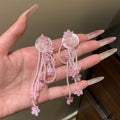 Pastel Flower and Bead Cluster Statement Drop Earrings view 6