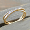 Crossed Baguette Pave Split Shank Finger Rings Three Colors view 5
