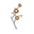 Silver Plum Blossom Branch Brooch Gold Flowers AB Crystal view 4