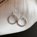 Polished Metal Teardrop Hoop Earrings in Six Size and Color Options view 7