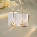 Gold Curved Crystal Hook Pearl Drop Earrings White Red view 2