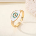 Gold Tone Marquise Enamel Evil Eye Adjustable Rings in Two Colors view 3