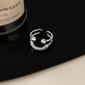 Silver Tone Smiley Open Ring With Double Bands And Ball Ends view 6